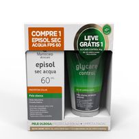 Kit 1 Protetor Solar Episol Sec Aqua FPS60 40ml + 1 Gel de Limpeza Suave Glycare Control 60g