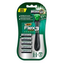 Aparelho De Barbear Bic Flex3 Hybrid Sensitive 1 Unidade + 5 Carga