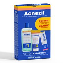 Kit Acnezil Sabonete Líquido Facial 200ml + Protetor Solar FPS30 60g + Gel Secativo 10g
