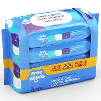 Lenços Umedecidos Free Wipes 200 lenços