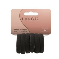 Elástico De Cabelo Lanossi Sem Metal Cab Preto 6 Unidades
