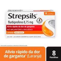 Pastilhas Para Garganta Strepsils Laranja Sem Açúcar 8 Pastilhas