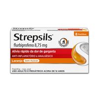 Pastilhas Para Garganta Strepsils Laranja Sem Açúcar 8 Pastilhas