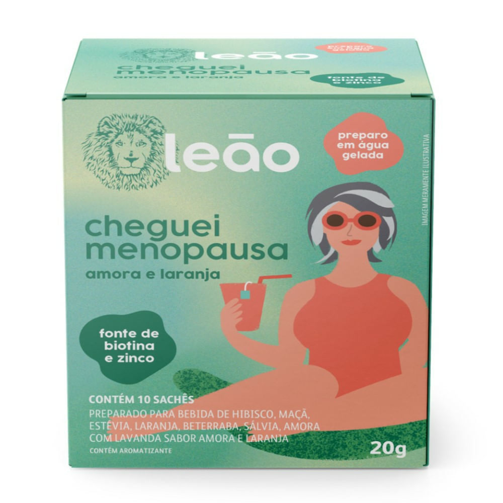 Chá Leão Fases Cheguei Menopausa Amora e Laranja 10 Sachês