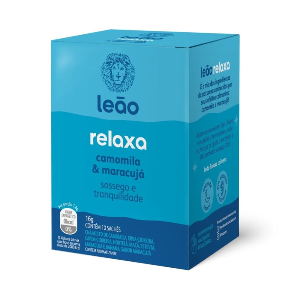 Chá Leão Funcionais Relaxa Camomila e Maracujá 10 sachês 16g
