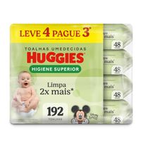 Lenço Umedecido Huggies Higiene Superior Limpam 2x Mais 4 Pacotes com 48 Unidades Cada