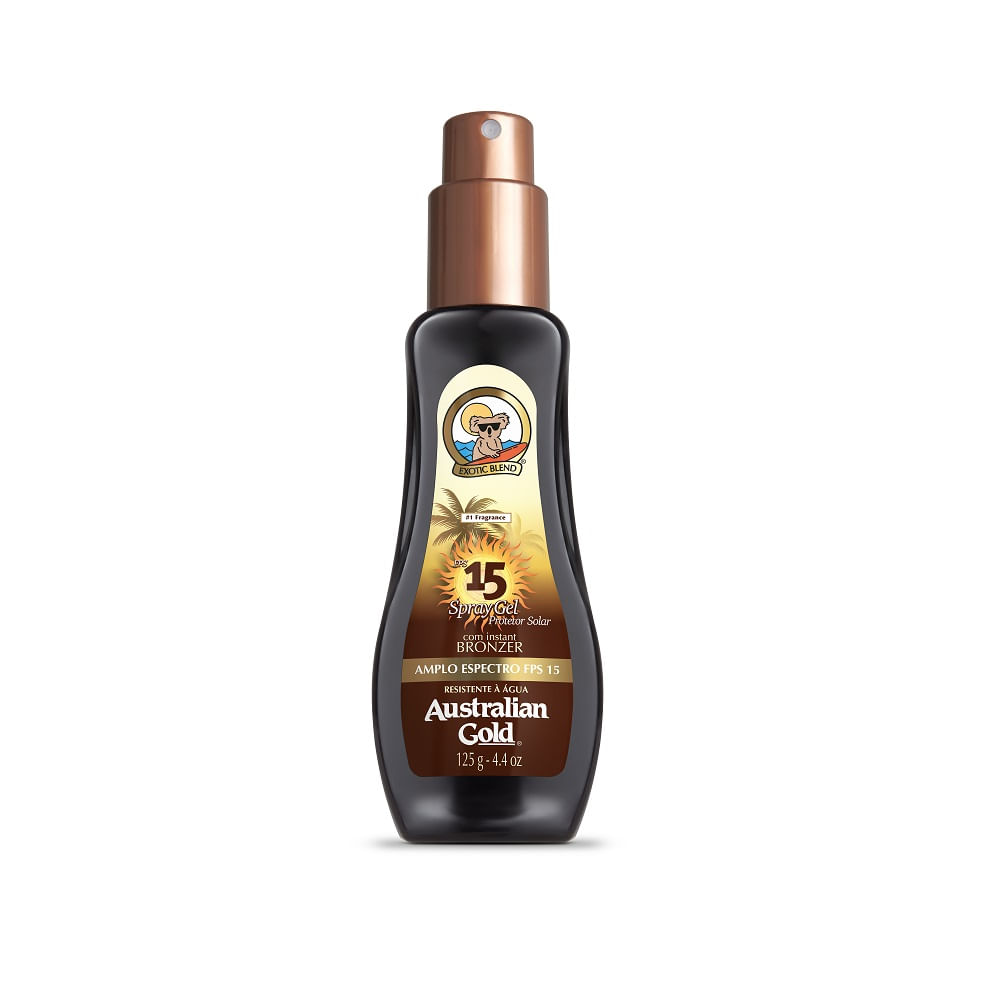 Protetor Solar Corporal Spray Gel Australian Gold Instant Bronzer Fps15 125g