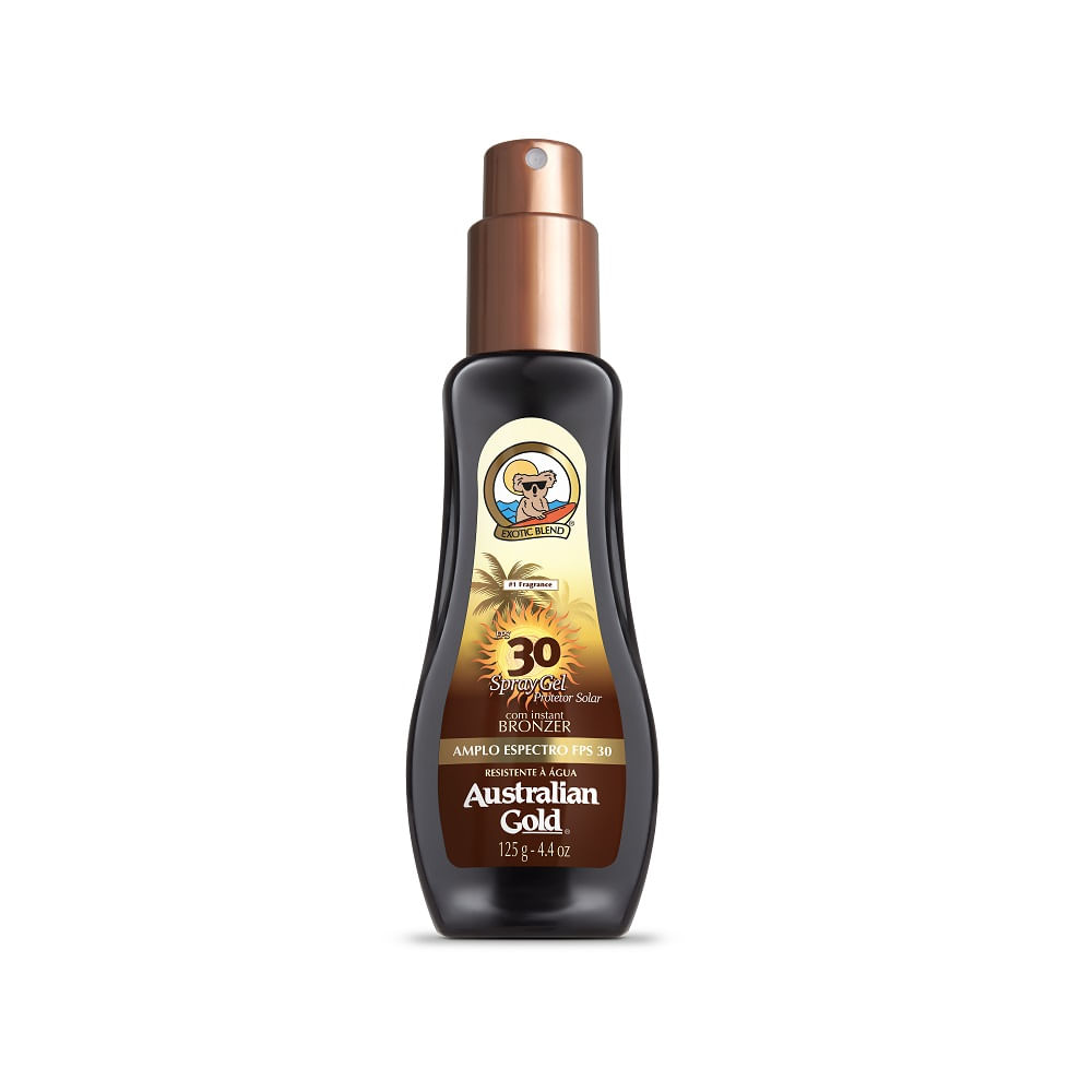 Protetor Solar Corporal Spray Gel Australian Gold Instant Bronzer Fps30 125g