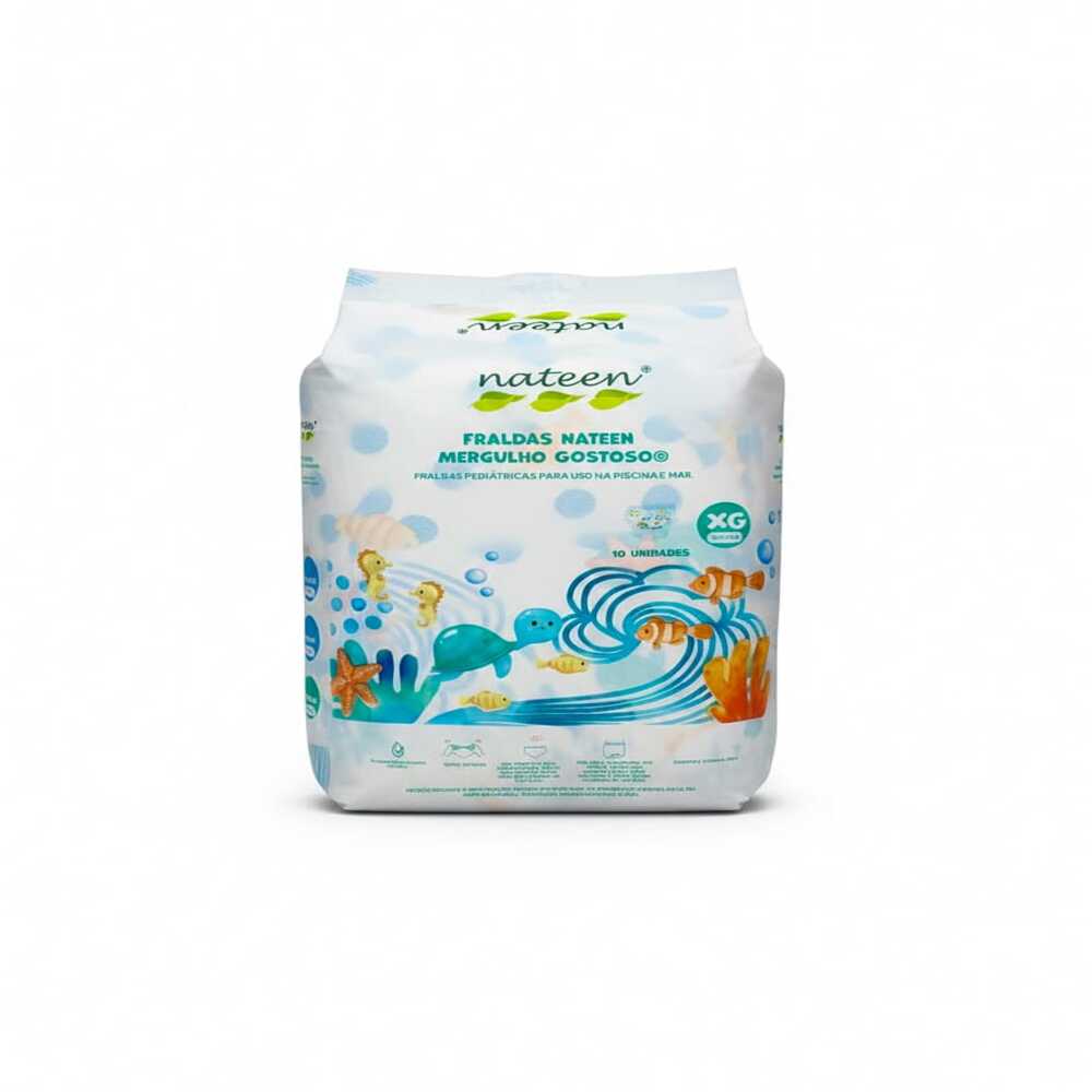 Fraldas Infantil Nateen - Linha de Piscina e Mar Piscina e Mar XG 10 Unidades