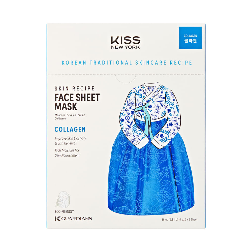 Kiss New York Máscara Facial de Algodão Colágeno 25ml