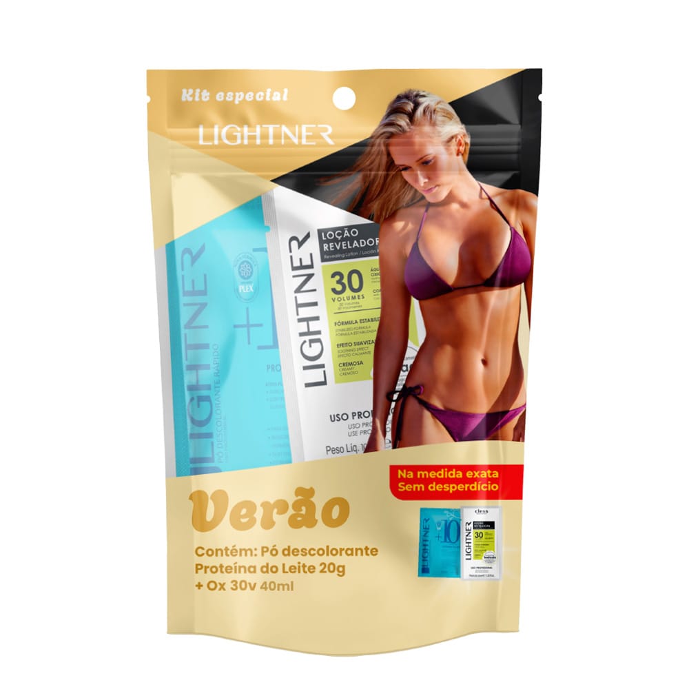 Kit Lightner Verão Pó Descolorante Proteína do Leite 20g + Ox 30 Volumes 40ml