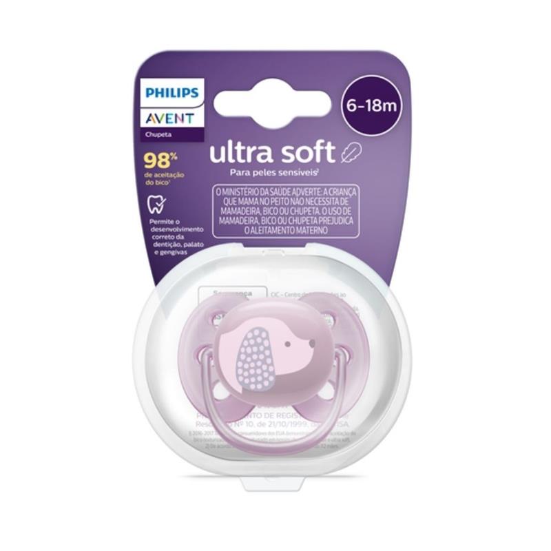 Chupeta Avent Ultra Soft SCF092/05 6-18 Meses Decorada Cachorro Rosa 1 Unidade