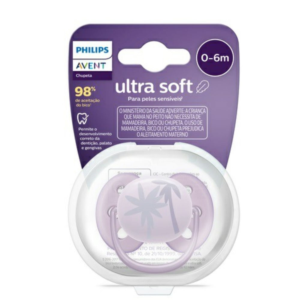 Chupeta Avent Ultra Soft SCF092/03 0-6 Meses Decorada Sun Lilás 1 Unidade