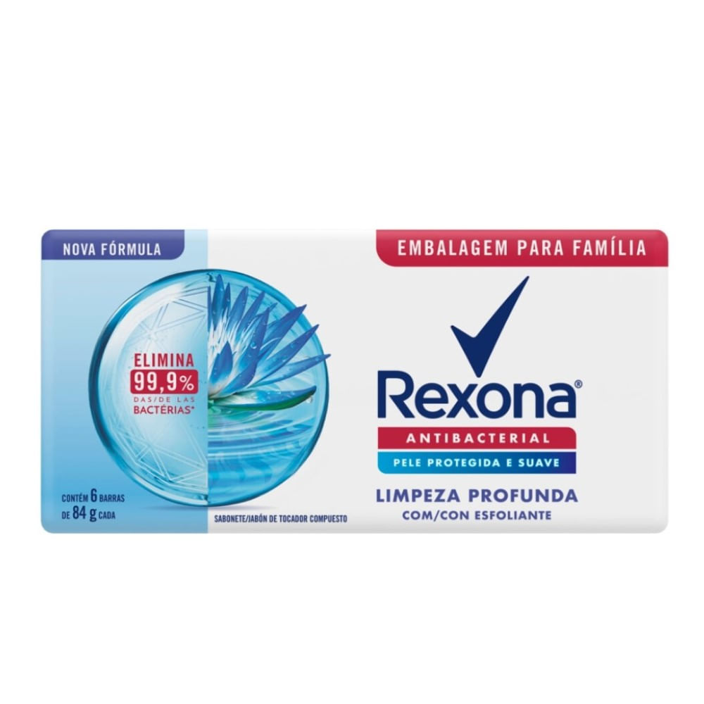 Sabonete em Barra Rexona Antibacterial Limpeza Profunda 84g 6 barras