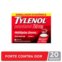 Tylenol 750mg  Múltiplas Dores 20 Comprimidos