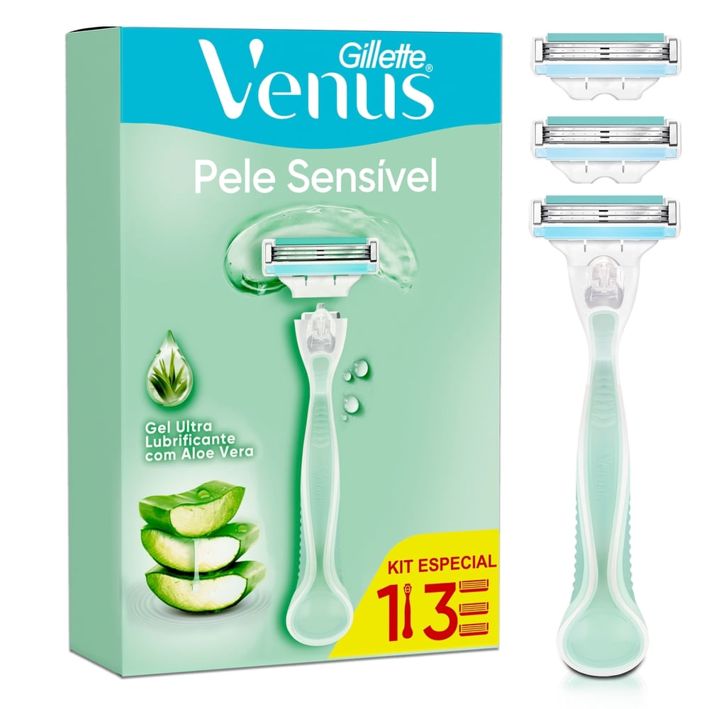 Gillete Venus Kit Recarregável para Pele Sensível 3 Cargas