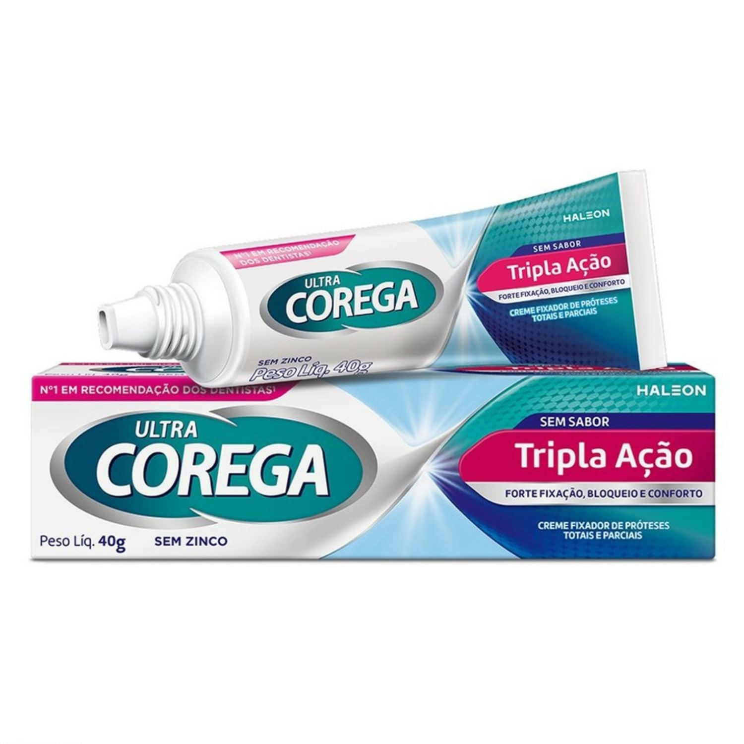 Creme Fixador De Próteses Ultra Corega Tripla Ação Sem Sabor 40g