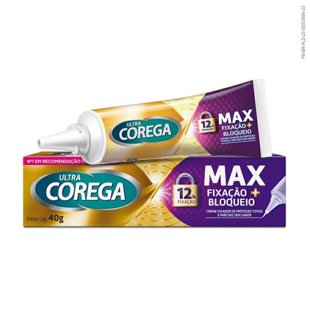 Creme Fixador De Dentadura Ultra Corega Max Fixação e Bloqueio 40g
