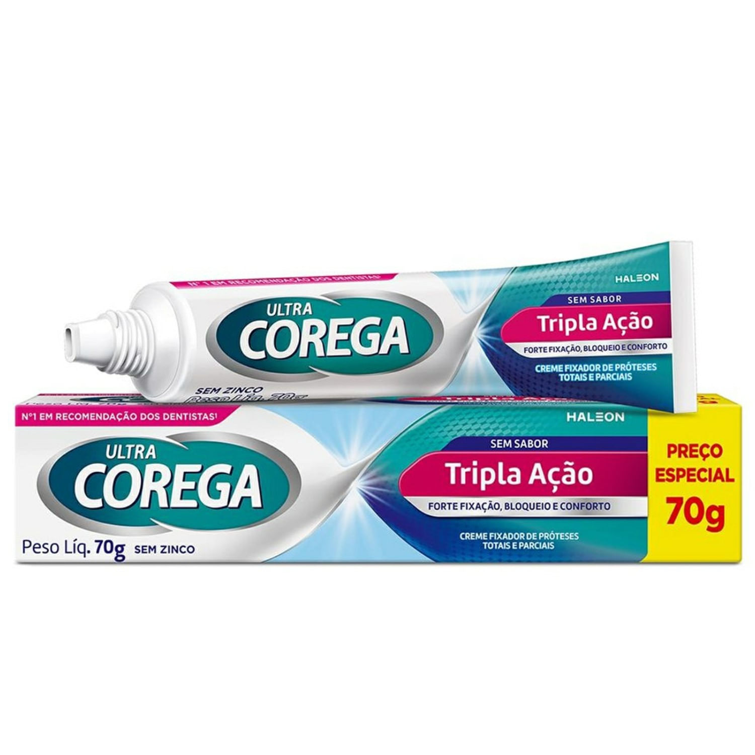 Creme Fixador De Proteses Ultra Corega Tripla Ação Sem Sabor 70g