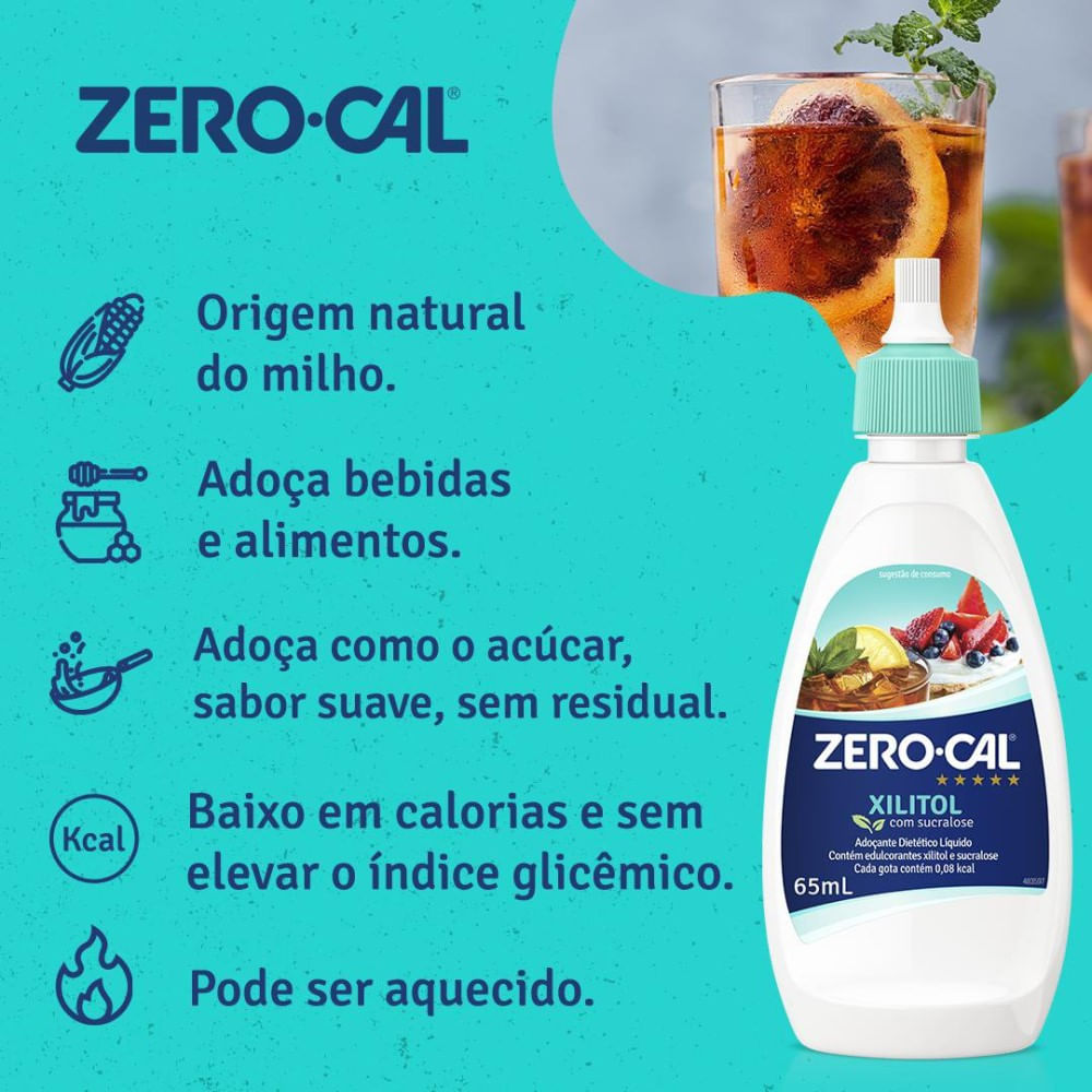 Adoçante Dietético Líquido Zero Cal Xilitol 65ml