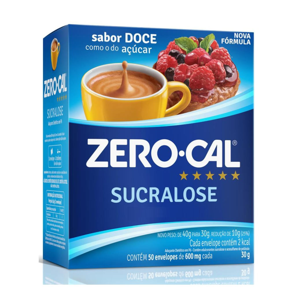 Adoçante em Pó Zero-Cal Sucralose 50 Sachês de 600mg cada