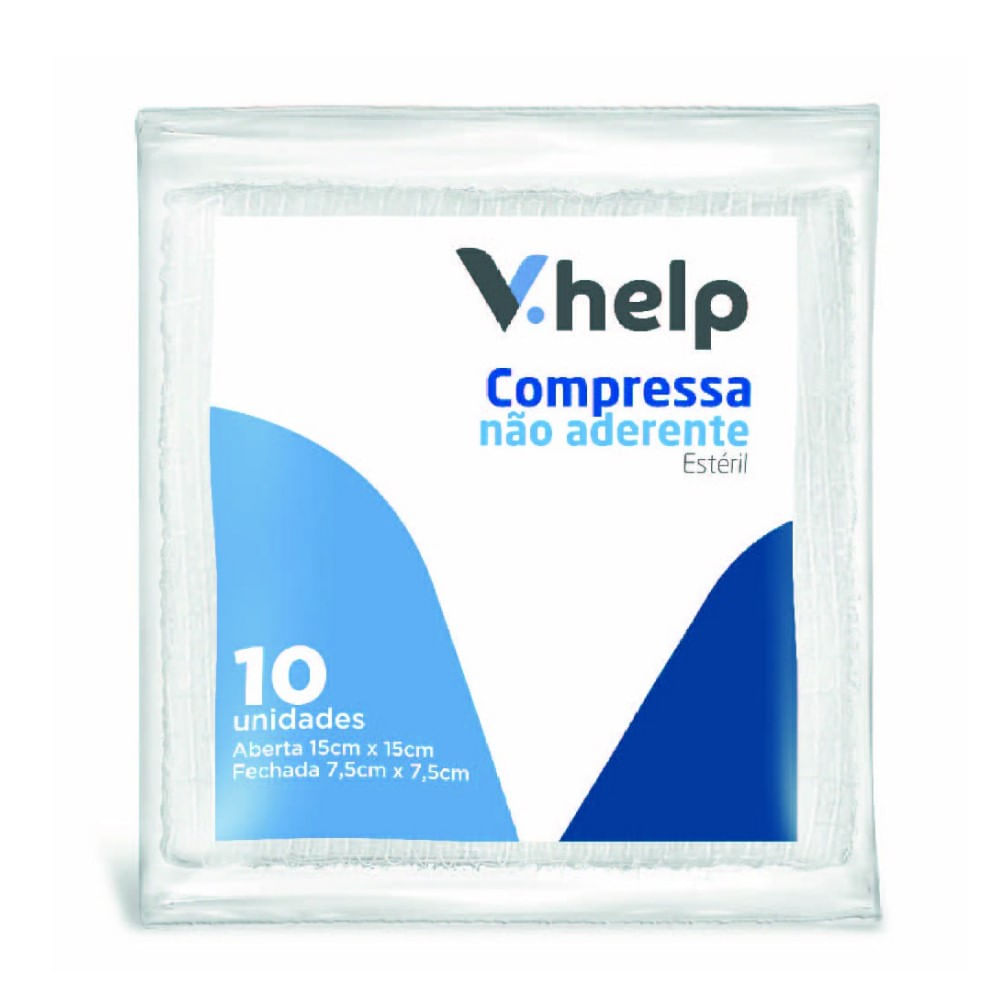 Compressa Estéril Não aderente V.Help 7,5cm X 7,5CM 10 Unidades