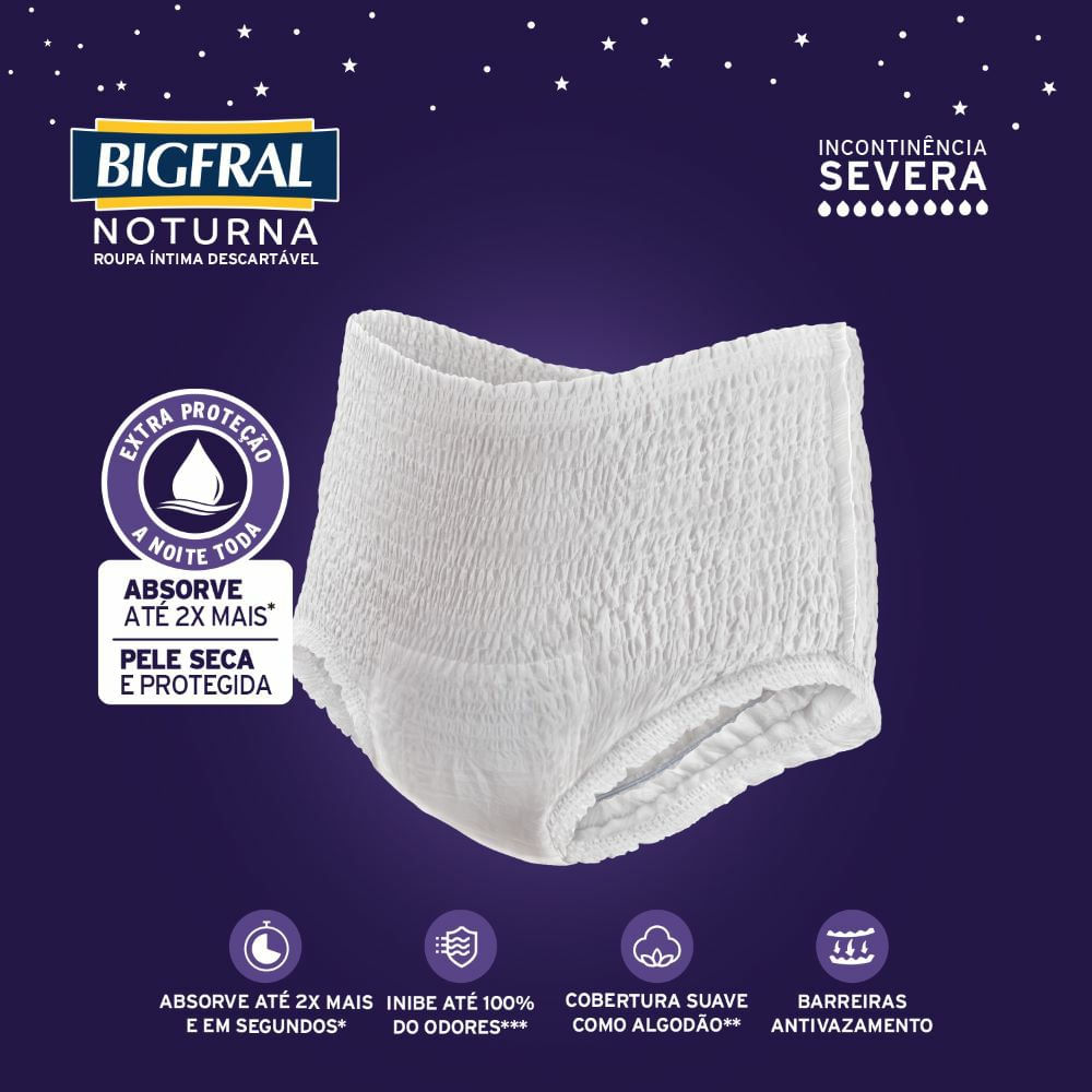 Roupa Íntima Bigfral Noturna G/XG Unissex 16 Unidades