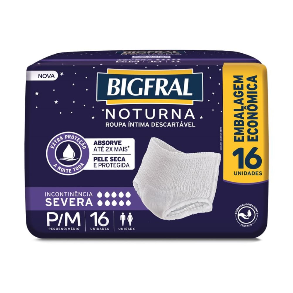 Roupa Íntima Bigfral Noturna P/M Unissex 16 Unidades