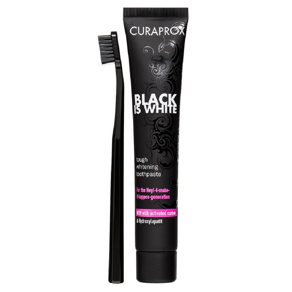 Creme Dental Curaprox Black Is White C/ 1 Escova Dental 1 Unidade