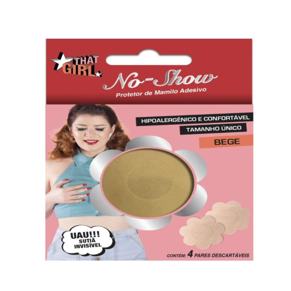 Adesivo de Proteção Para os Mamilos That Girl No Show Bege 4 Pares Descartáveis