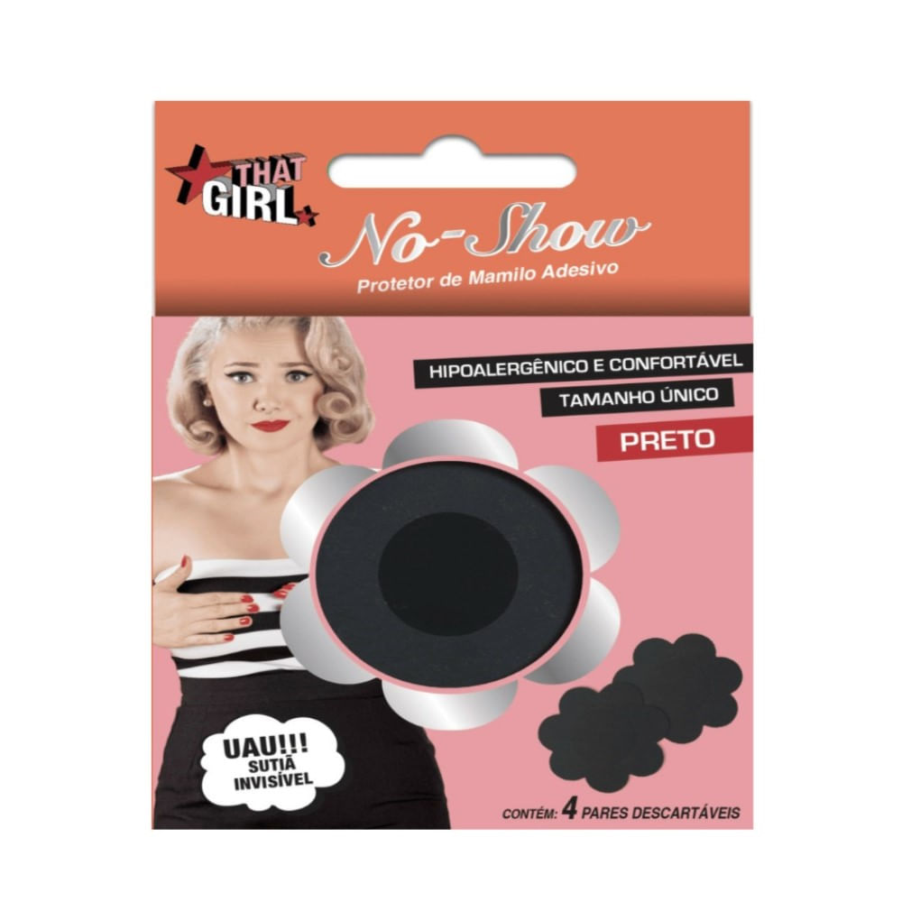 Adesivo de Proteção Para os Mamilos That Girl No Show Preto 4 Pares Descartáveis