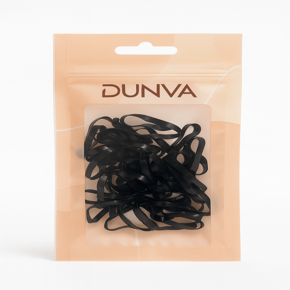 Elástico para Cabelos Silicone Preto Dunya 50 unidades