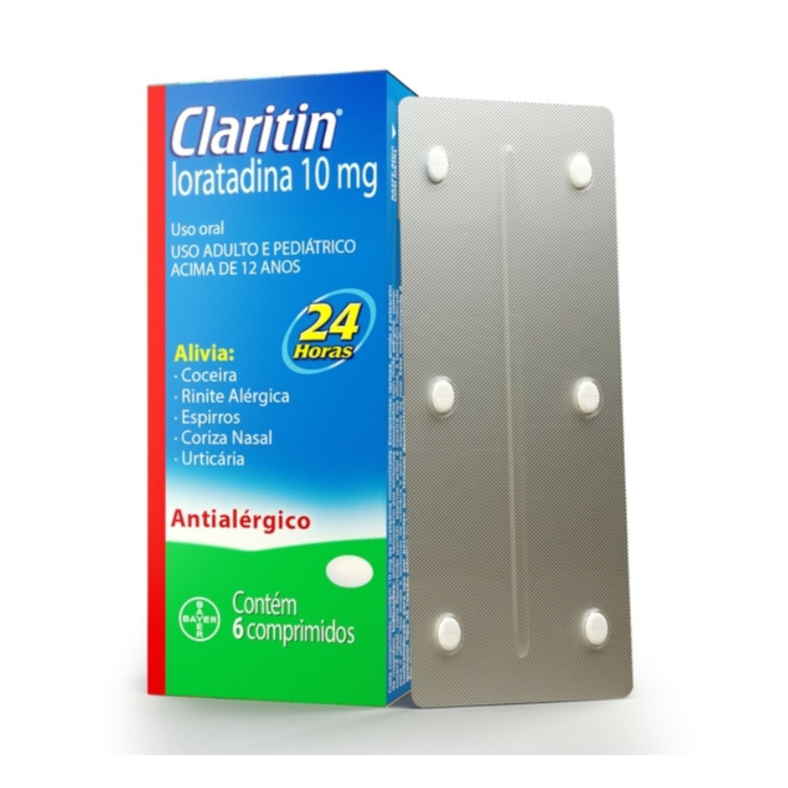 Claritin Antialérgico 10mg com 6 Comprimidos