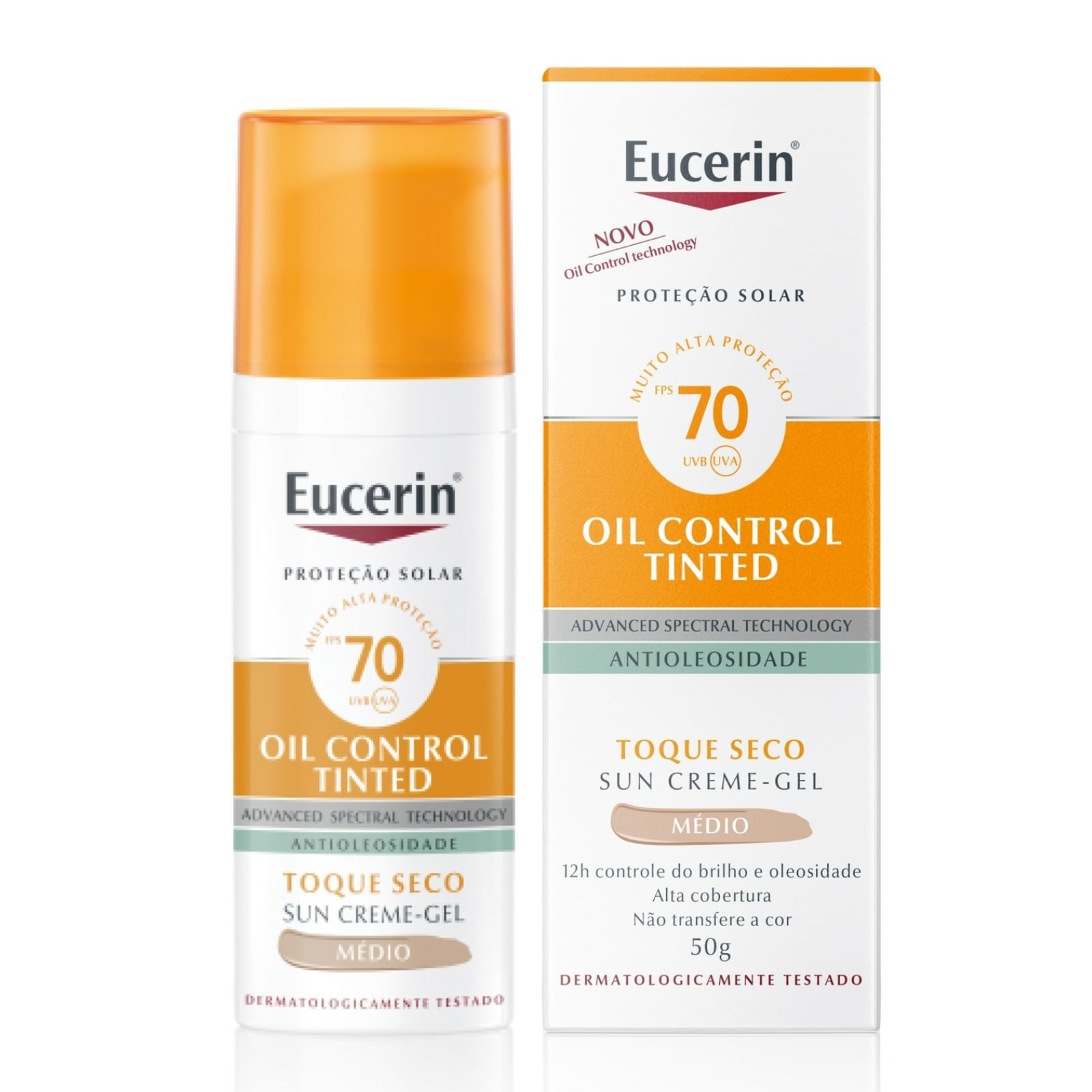 Eucerin Protetor Solar Facial 50ml Oil Control Cor Média FPS 70