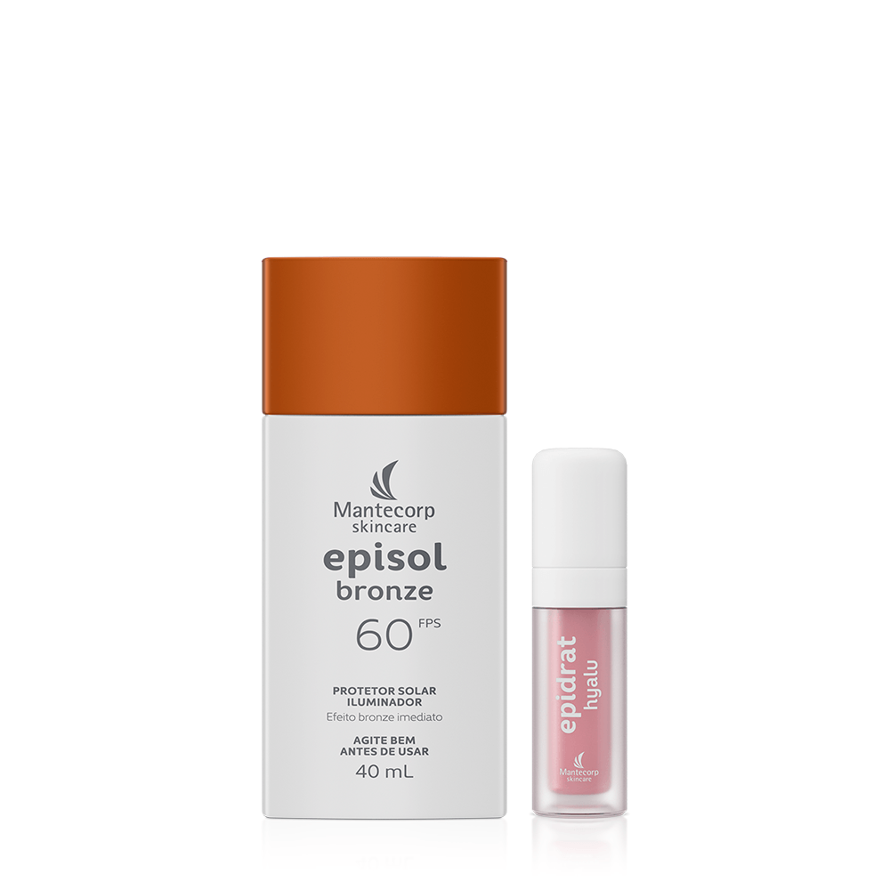 Kit Protetor Solar Iluminador Episol Bronze FPS 60 + Lip Oil Hidratante Transparente