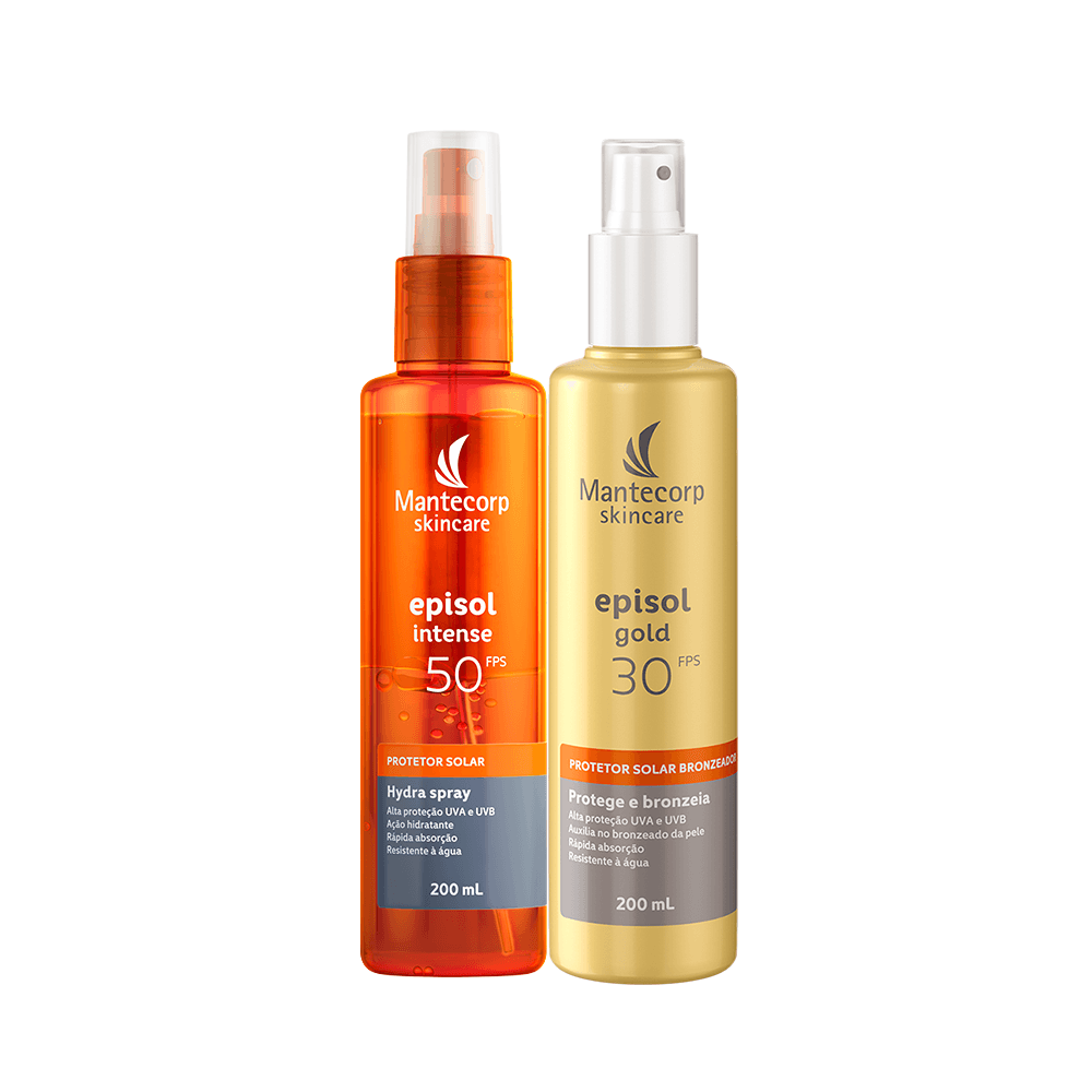 Kit Protetor Solar Episol Intense Hydra Spray FPS50 200ml + Episol Gold Bronzeador FPS30 200ml