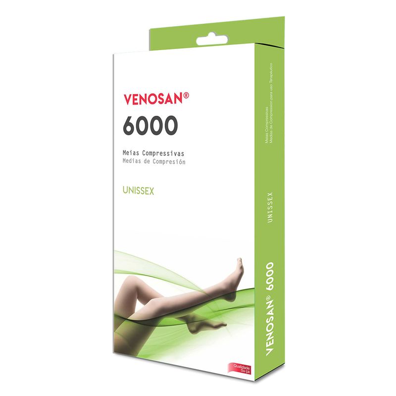 Meia de Compressão 3/4 6000 Venosan - Preta - 20-30mmHg - Fechado - P