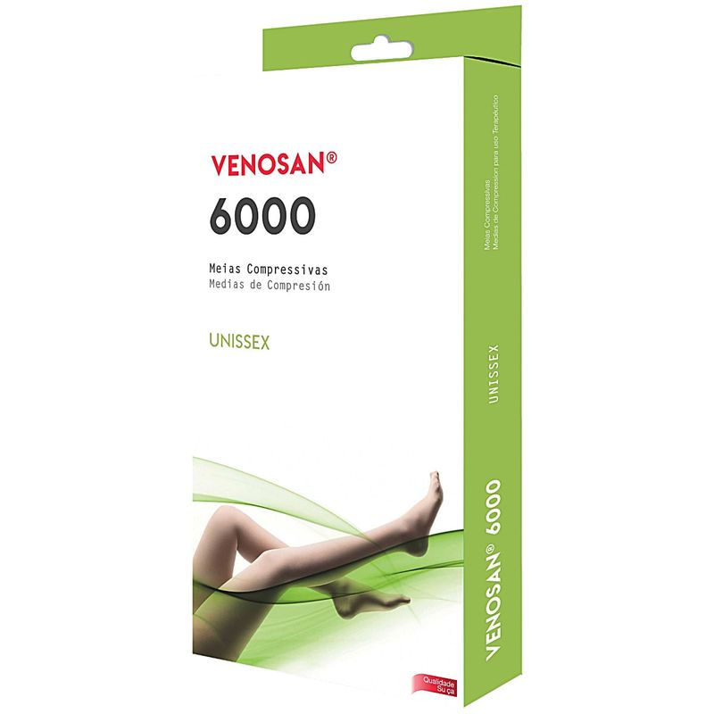 Meia de Compressão 3/4 6000 Venosan - Bege - 30-40mmHg - Pé Aberto - Tamanho XG