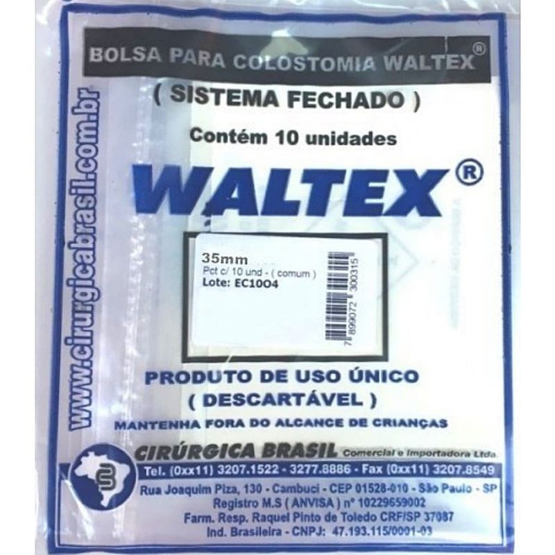 Bolsa de Colostomia Waltex - 35 mm - Com 10 unidades
