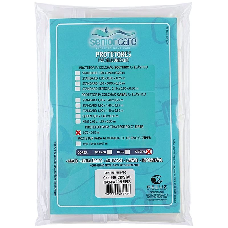 Protetor Travesseiro Transparente com Ziper 52X70cm -unidade