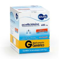 Acetilcisteína 600mg Ems 16 Envelopes De 5g Cada