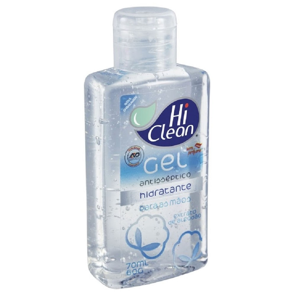 Gel Antisséptico Hi Clean Hidratante Extrato De Algodão 70ml