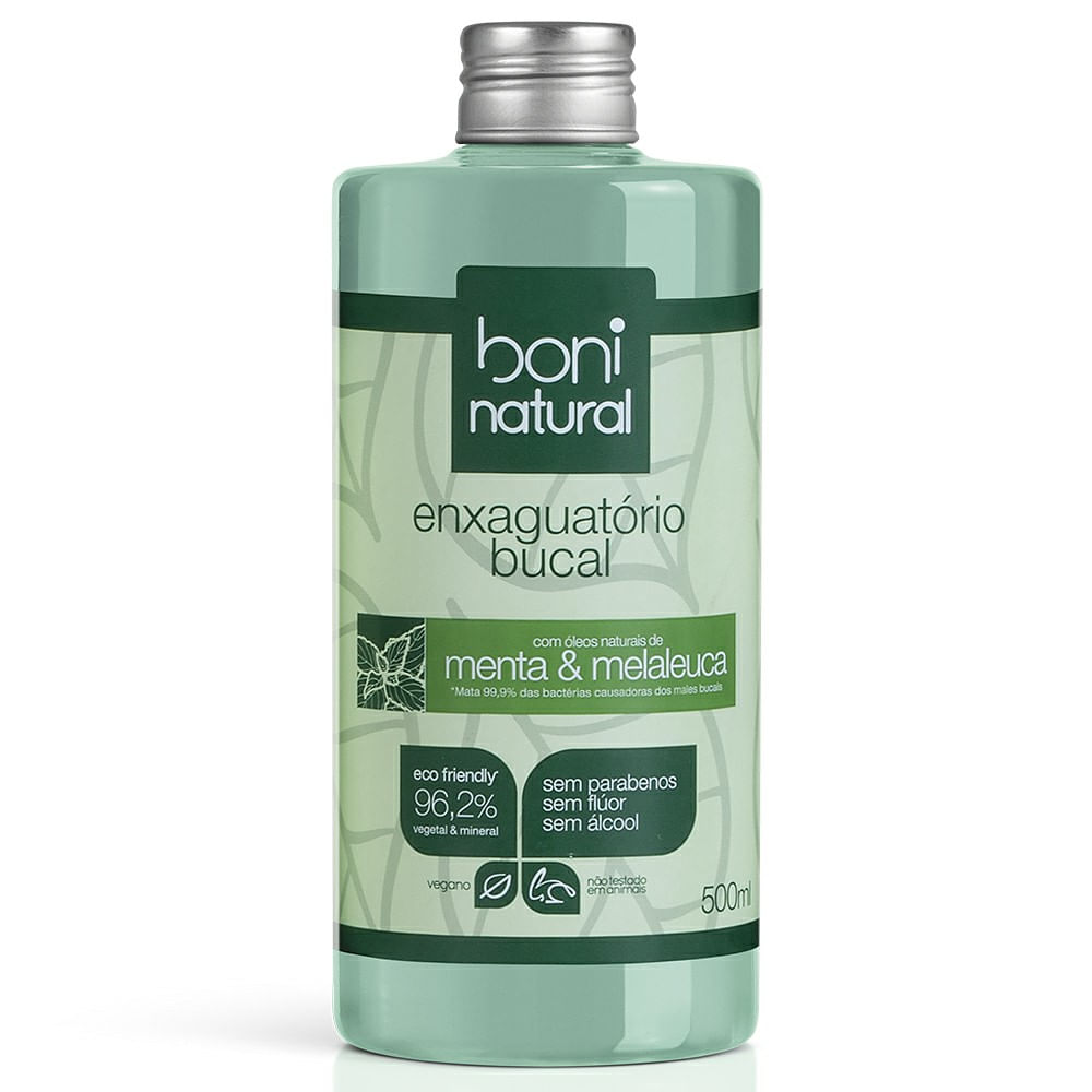 Enxaguatório Bucal Boni Natural Sem Flúor Menta & Melaleuca 500ml
