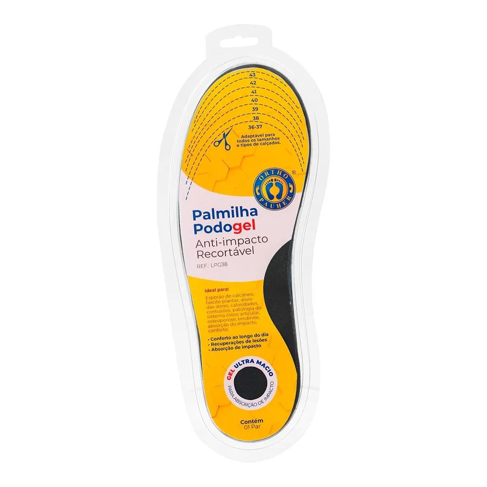 Palmilha Podo Gel Anti-impacto Azul Recortável 1 Par