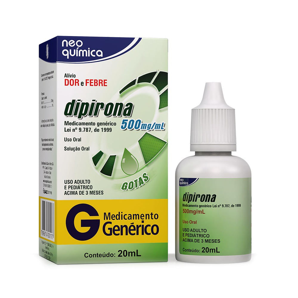 Dipirona Sódica 500mg/ml Neo Química Genérico Gotas 20ml - Drogaria ...