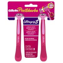 Aparelho de Depilar Prestobarba Gillete Ultragrip 3 Feminino 2 Unidades