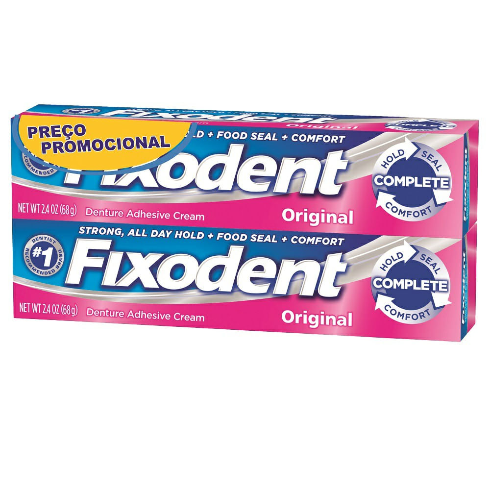Adesivo dental Fixodent Original 68g 2 unidades com 50% de desconto no segundo