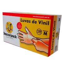 Luva De Vinil Com Pó Descarpack M Com 100 Unidades