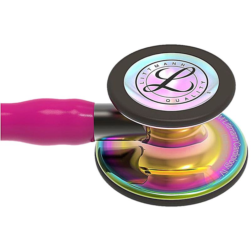 Estetoscópio Littmann Cardiology IV - Framboesa com Rainbow Alto Polimento e Conector Preto 6241