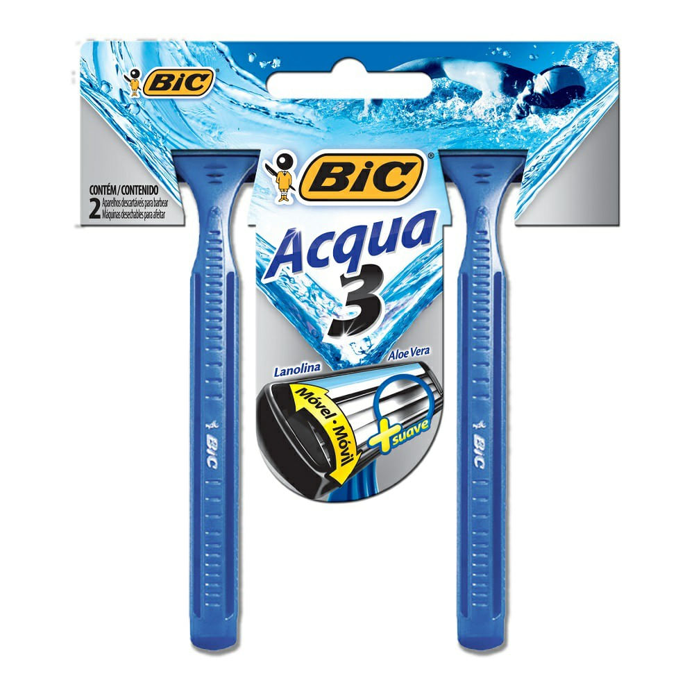 Aparelho De Barbear Bic Acqua 3 - 2 unidades